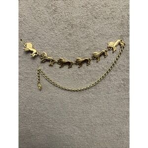 Gold Tone Lion Belt 38 Inches From Hook To End